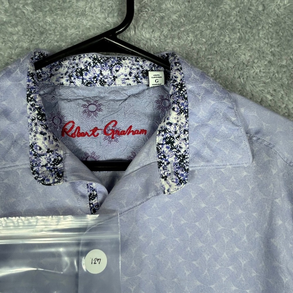 Robert Graham Mens Large Button Up Shirt Patterned Long Sleeve Casual flip cuff - Picture 11 of 11